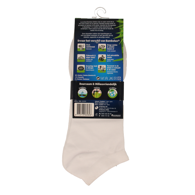 Lucovitaal Bamboe enkelsok wit  maat 43-46 1 Paar