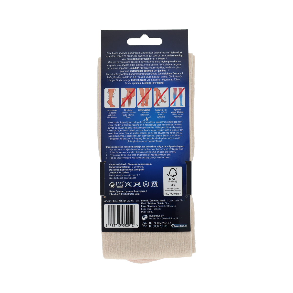 Lucovitaal Koper compressie kousen maat 36-41 huidskleur 1.00 Paar