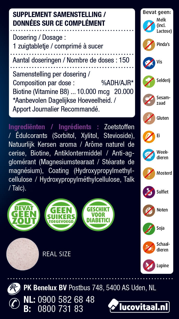 Lucovitaal Biotine forte 150.00 Zuigtabletten