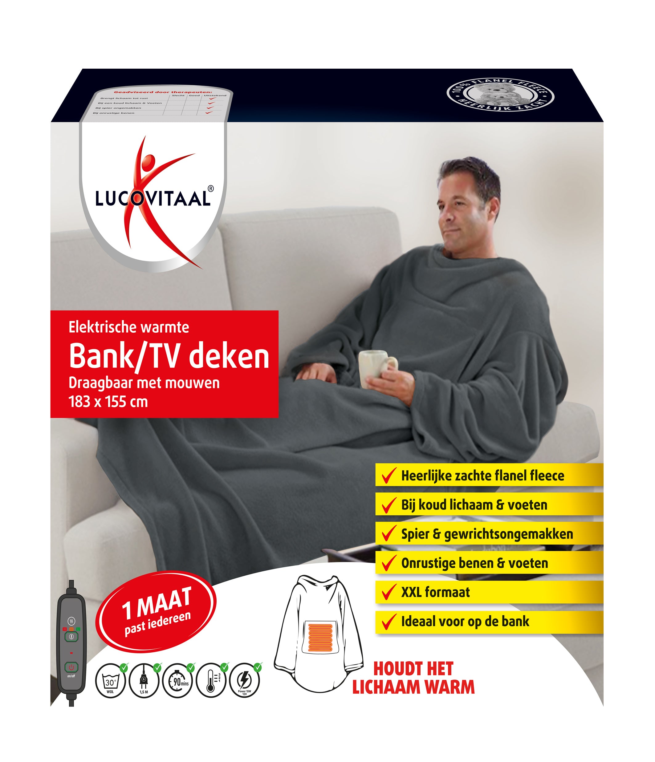Lucovitaal Electrische warmte bank/TV deken 1.00 Paar