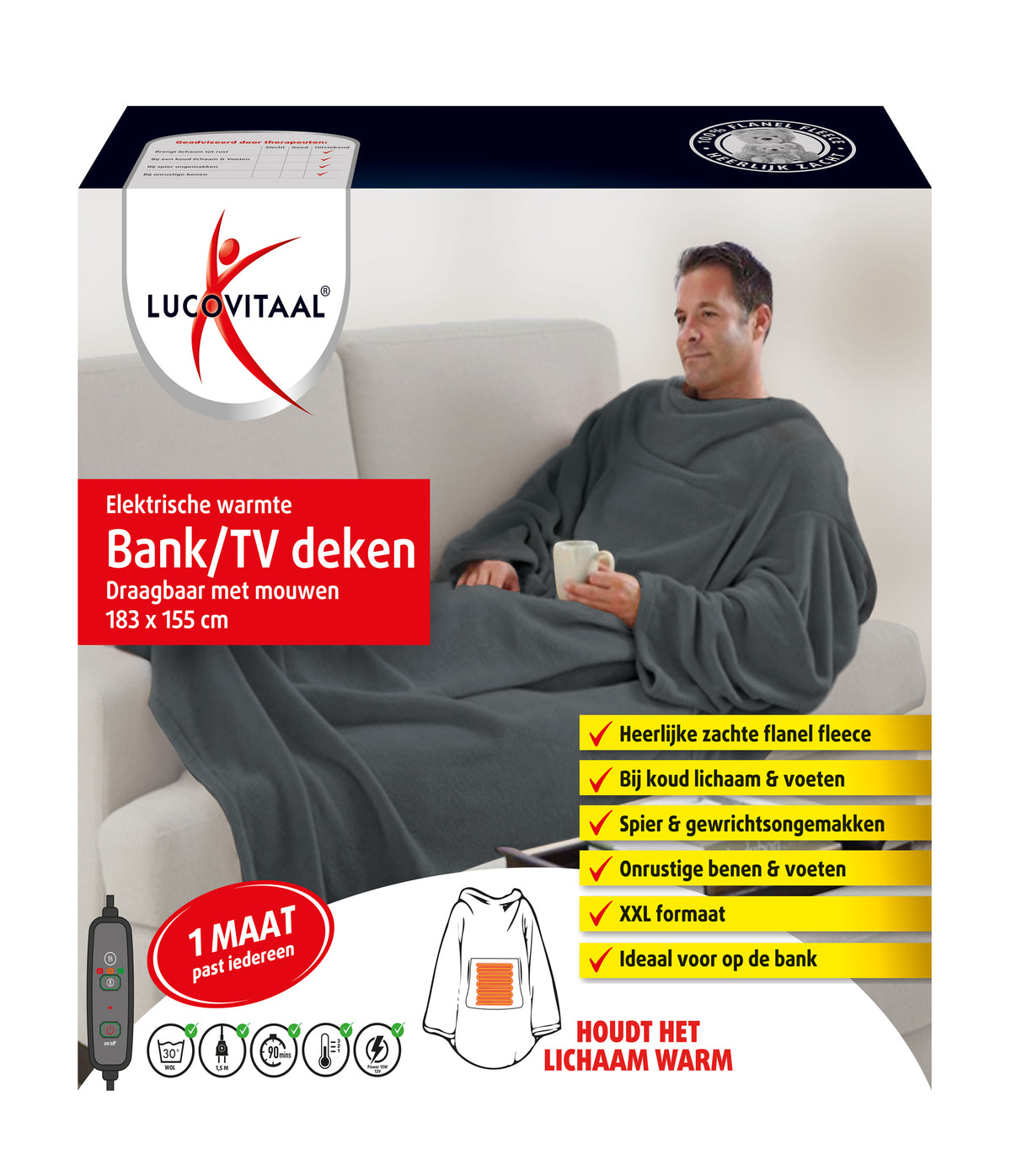 Lucovitaal Electrische warmte bank/TV deken 1.00 Paar
