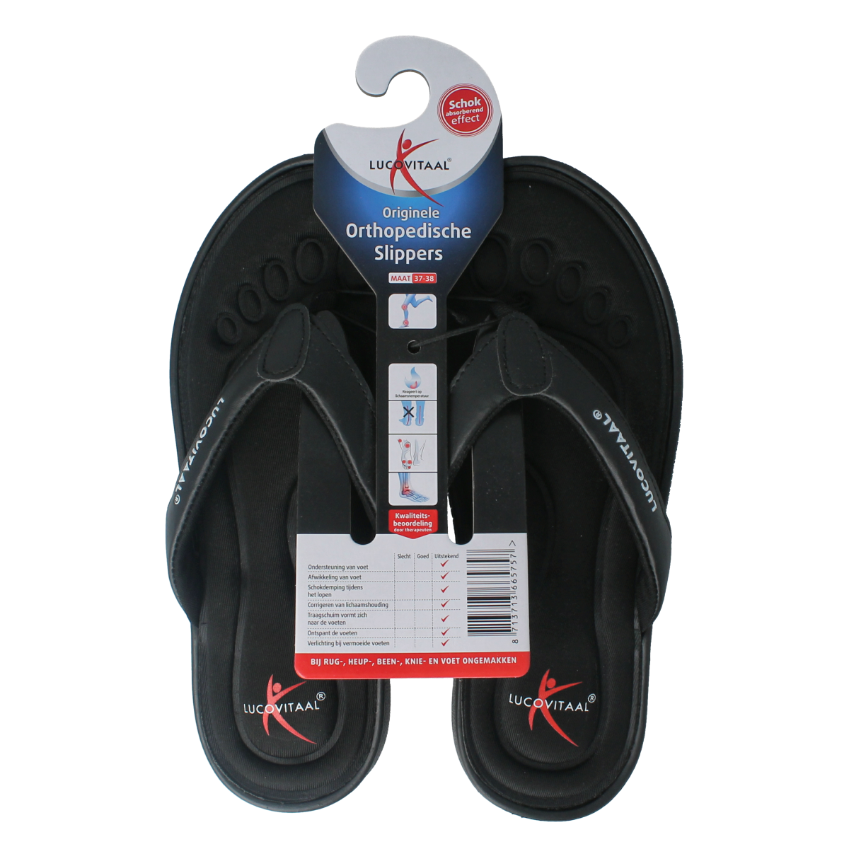 Lucovitaal Orthopedische slipper 37-38 zwart 1.00 Paar