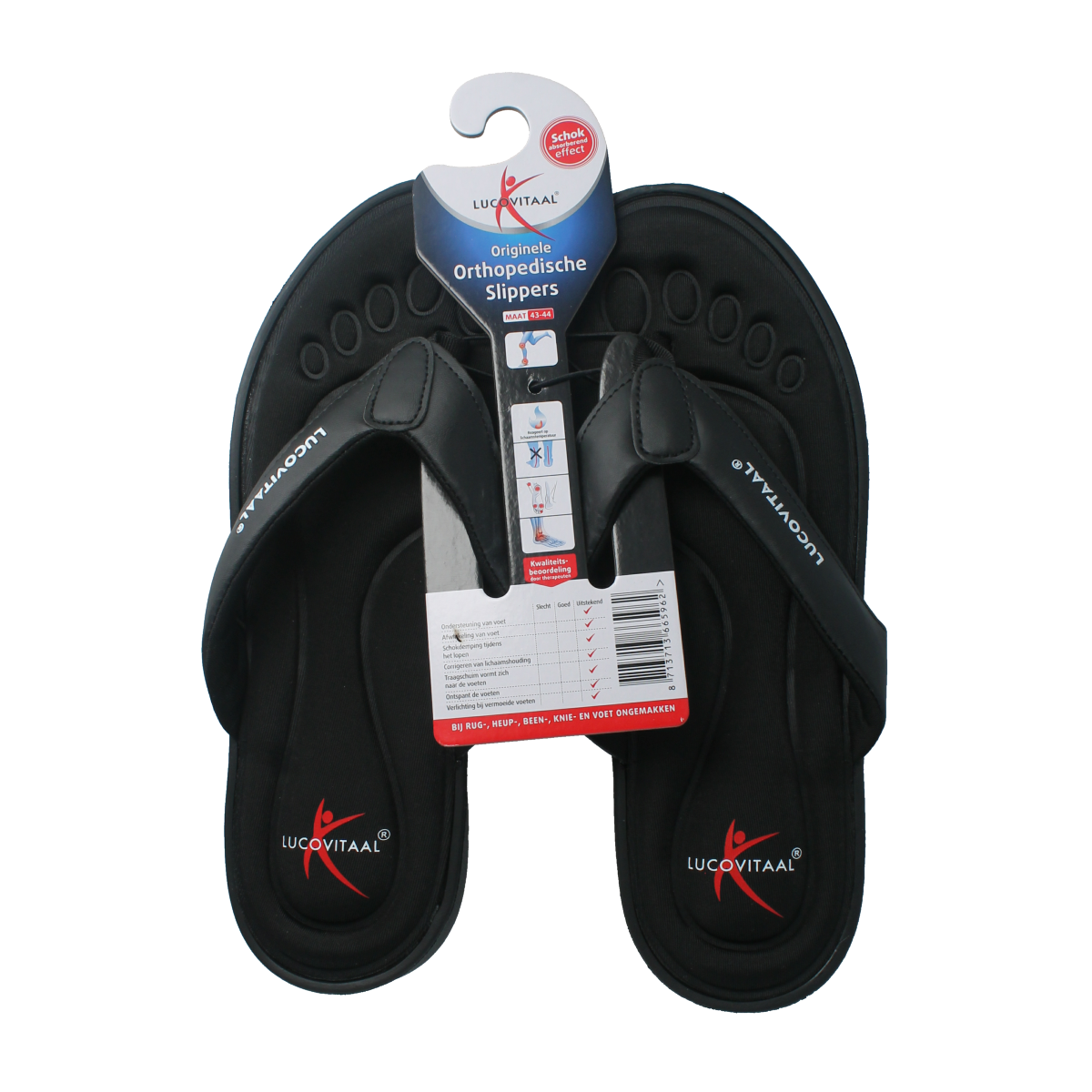 Lucovitaal Orthopedische slipper 43-44 zwart 1.00 Paar