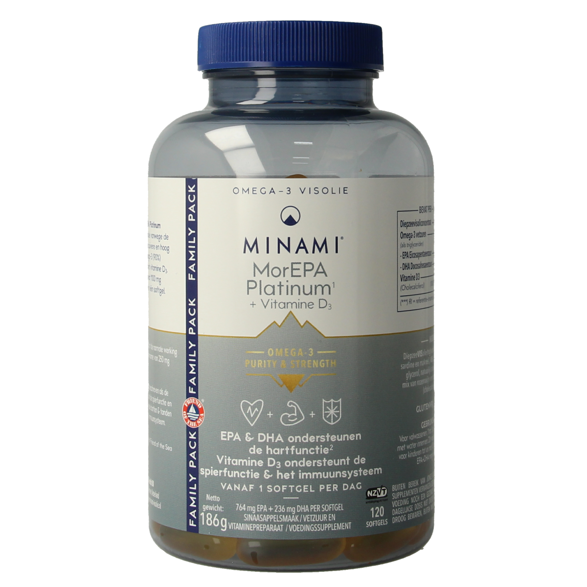Minami MorEPA platinum + vitamine D3 120.00 Softgels