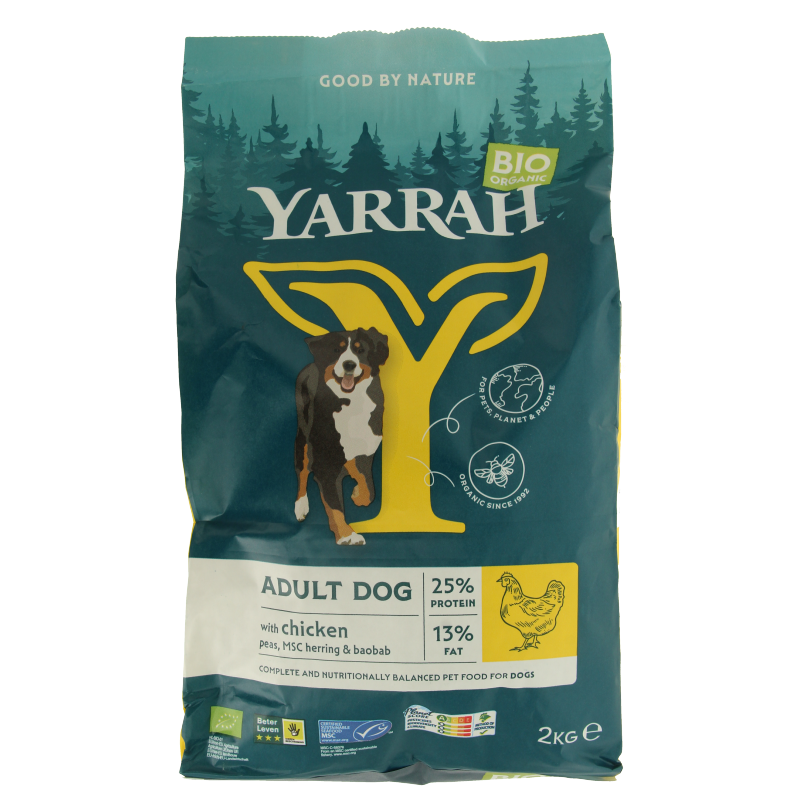 Yarrah Adult hondenvoer met kip bio MSC 2000 Gram