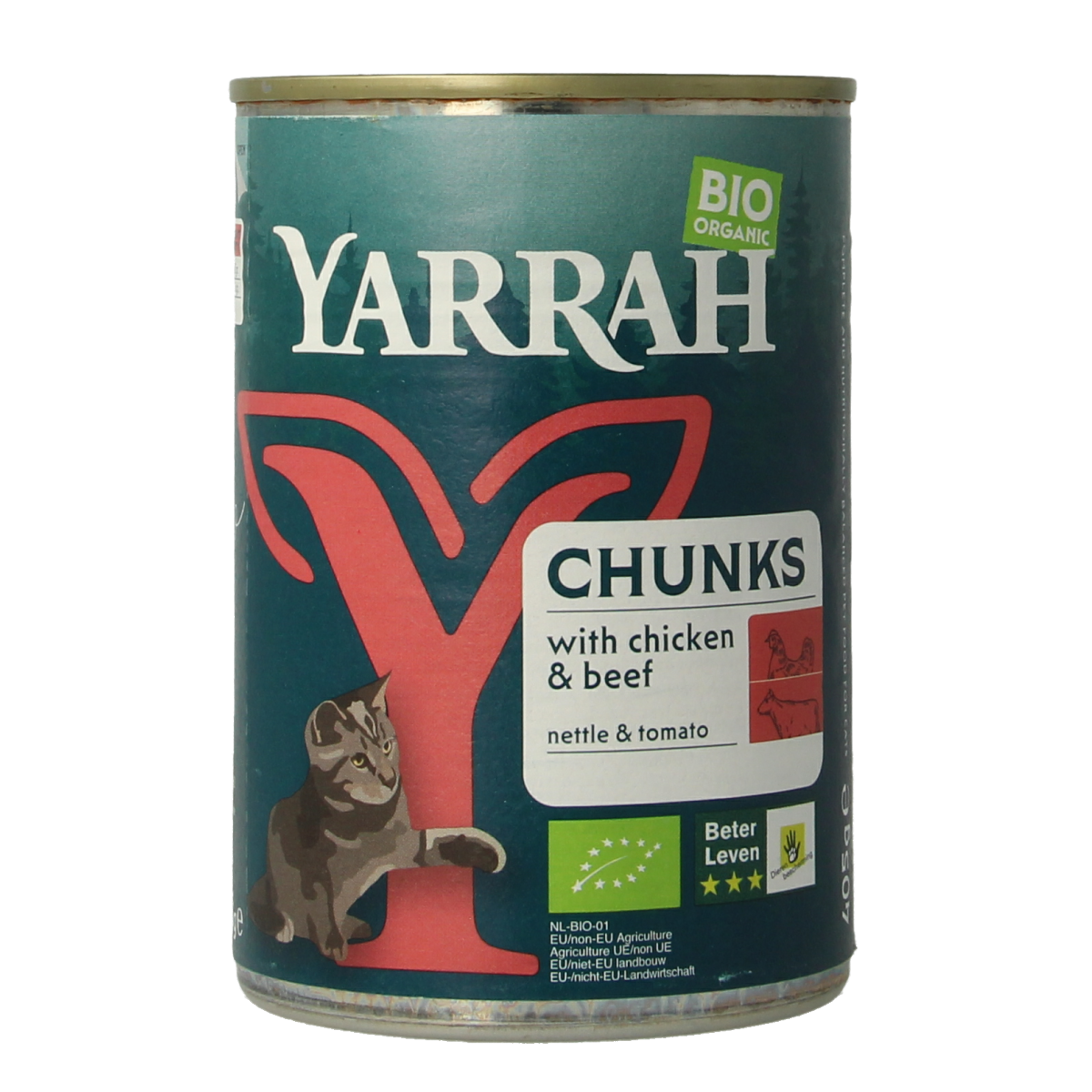 Yarrah Kattenvoer chunks met kip en rund bio 405.00 Gram