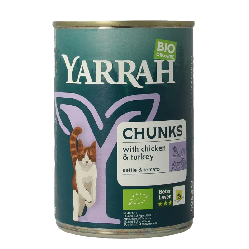 Yarrah Kat kip kalkoen in saus bio 405 Gram