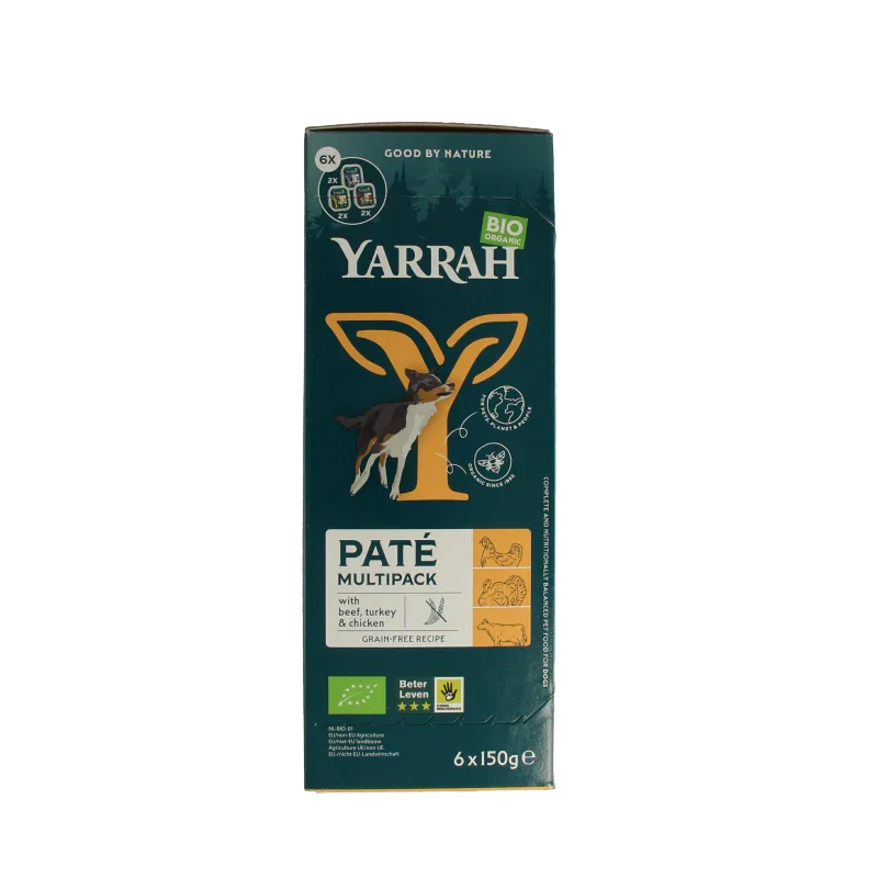 Yarrah Hondenvoer multipack pate kip rund kalkoen bio 150 Gram