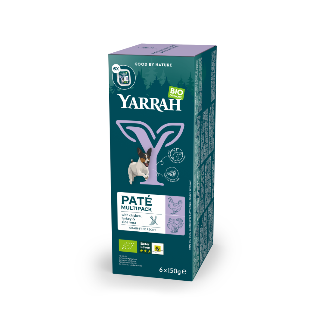 Yarrah Hondenvoer multipack pate kip en kalkoen bio 150 Gram