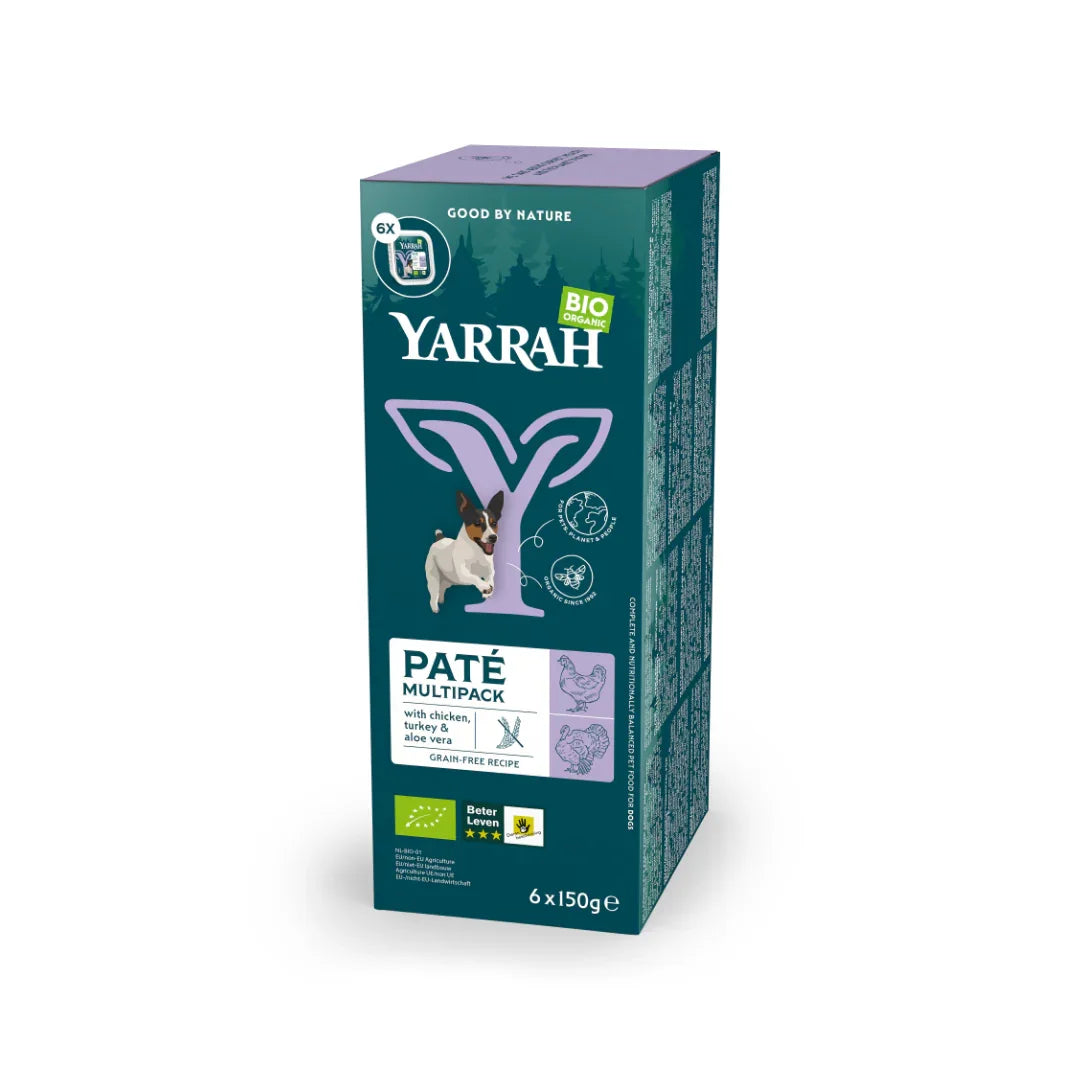 Yarrah Hondenvoer multipack pate kip en kalkoen bio 150 Gram
