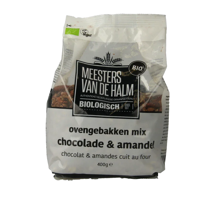 De Halm Ovengebakken mix chocolade en amandel bio 400 Gram
