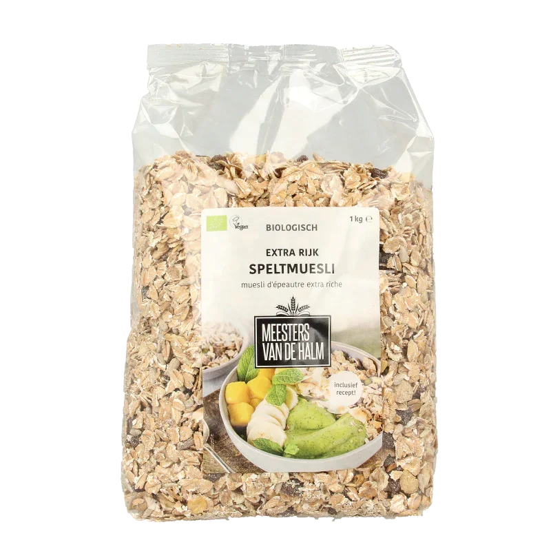 De Halm Speltmuesli extra rijk bio 1 Kilogram