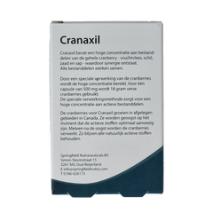 Springfield Cranaxil cranberry 500mg 30.00 Vegetarische capsules