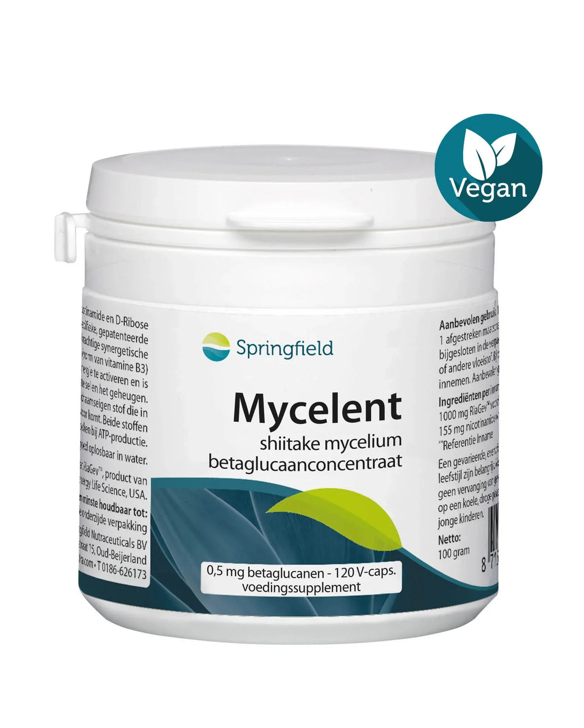 Springfield Mycelent betaglucaanconcentraat 250mg 120 Vegetarische capsules