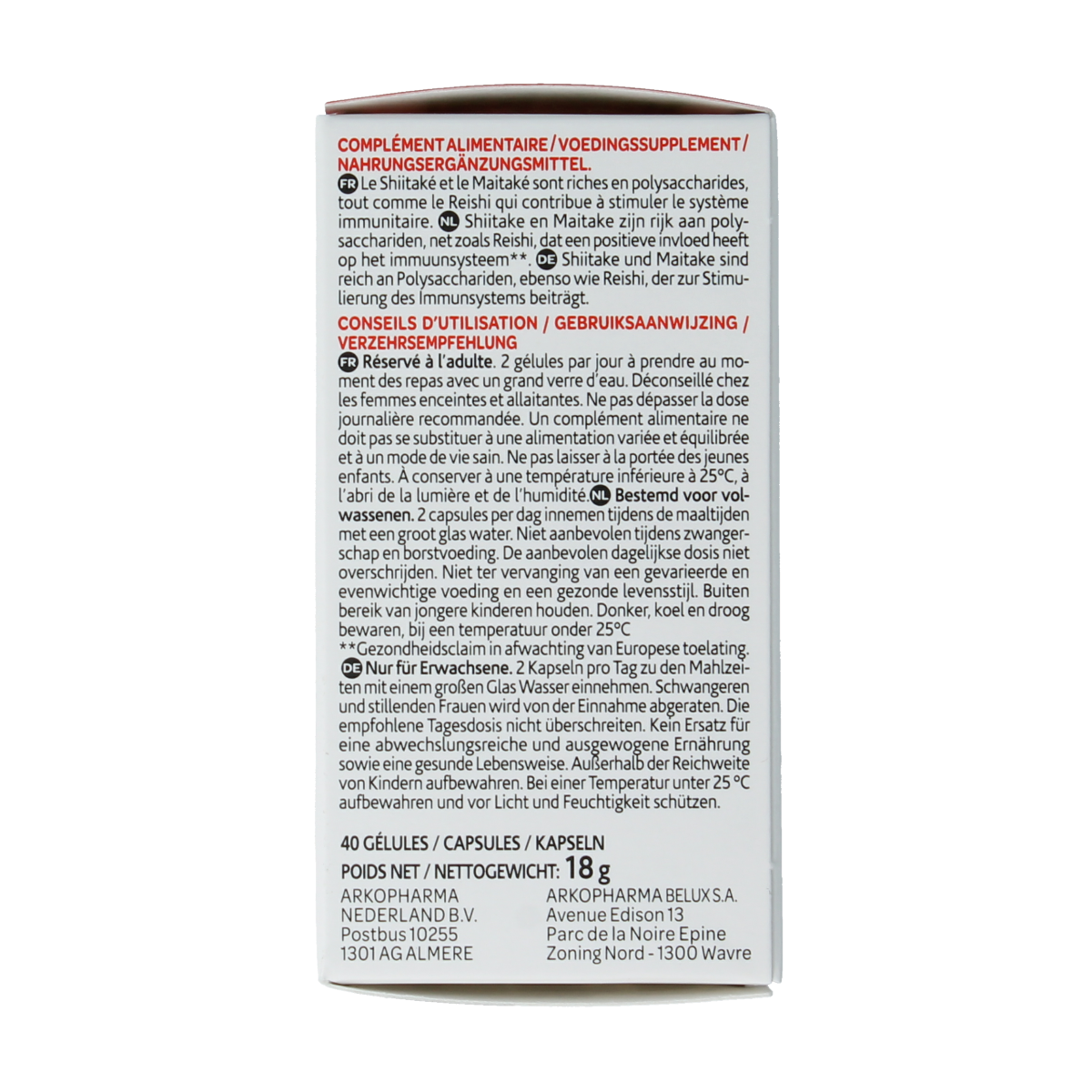 Arkocaps Reishi shiitake maitake bio 40.00 Capsules