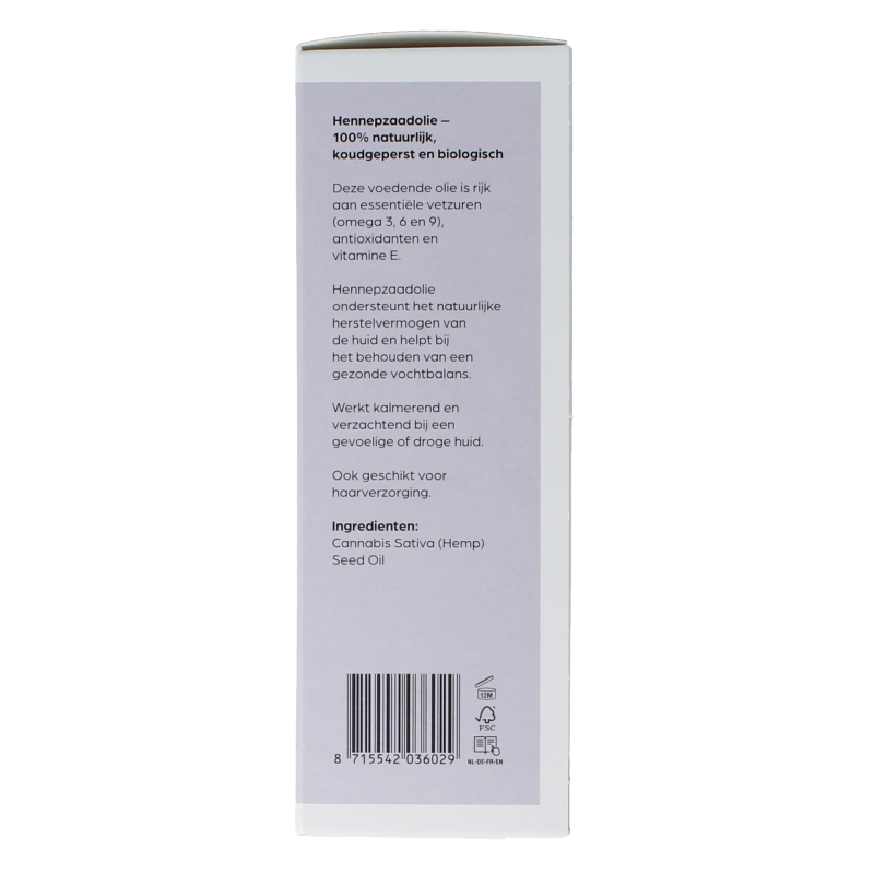 Volatile Hennepzaad koudgeperst basisolie bio glazen fles 100 Milliliter