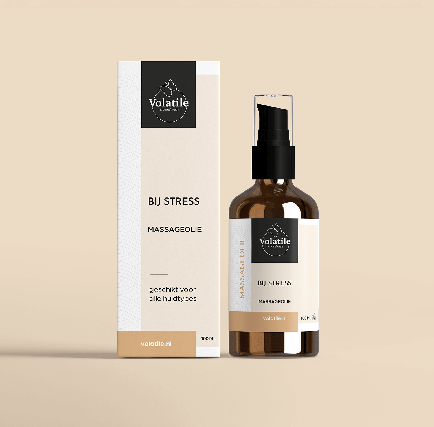 Volatile Massageolie bij stress glas met pomp 100 Milliliter