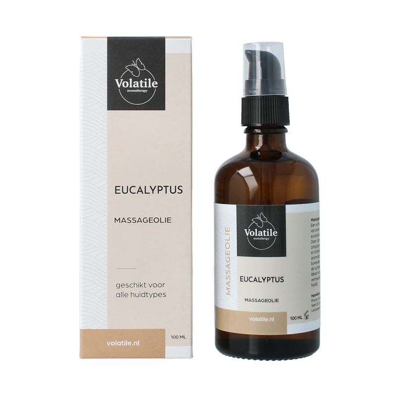 Volatile Massageolie eucalyptus glas met pomp 100 Milliliter