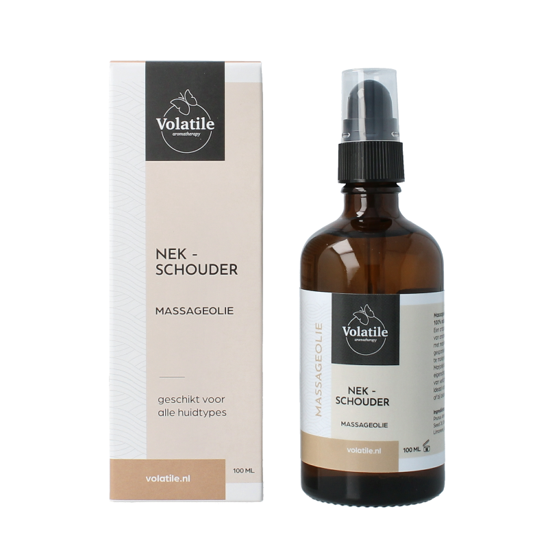 Volatile Massageolie nek/schouder glas met pomp 100 Milliliter