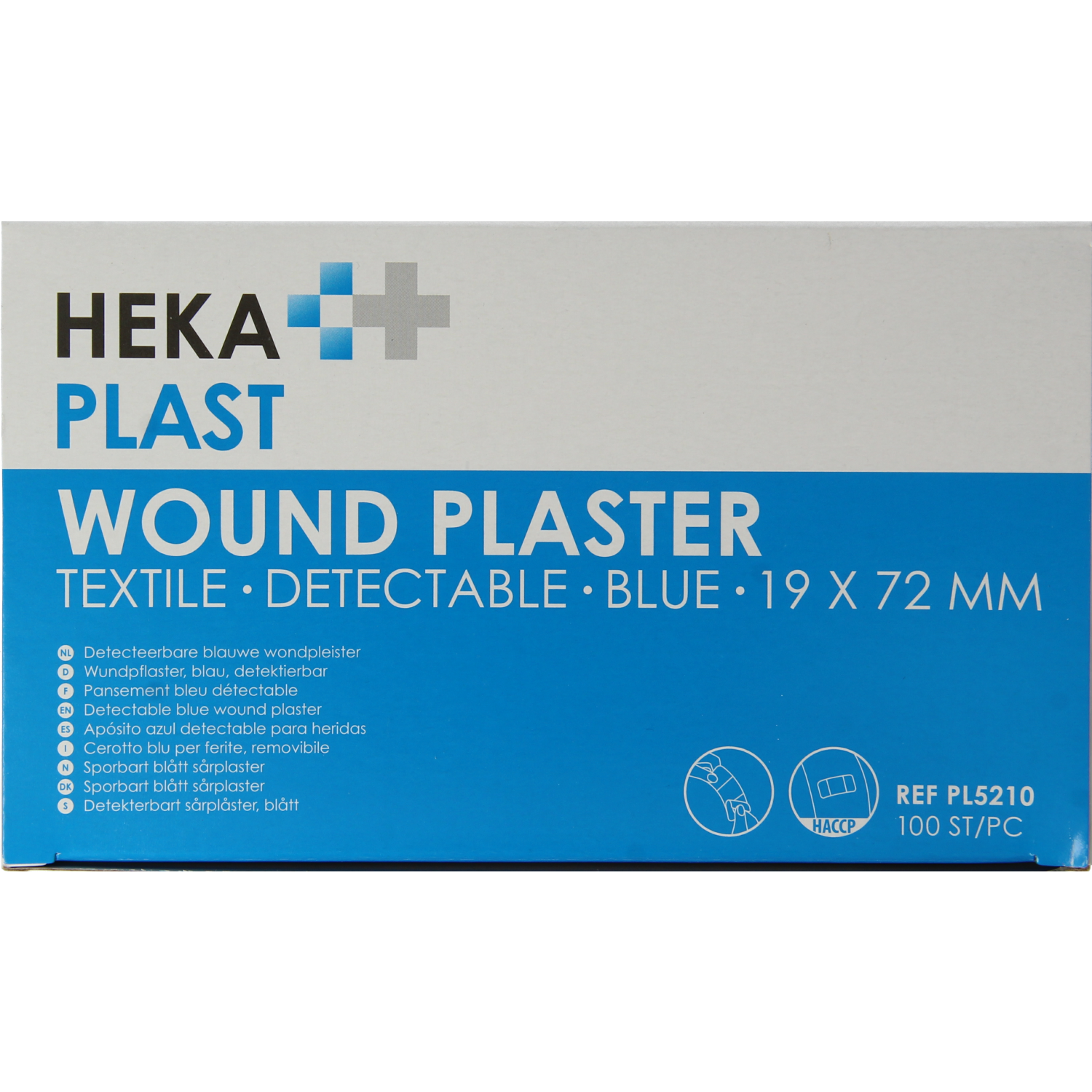 Hekaplast Pleister detectable 19 x 72 100 Stuks
