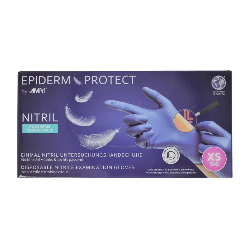 Epiderm Protect Nitriel onderzoekhandschoen poedervrij XS blauw 100 Stuks