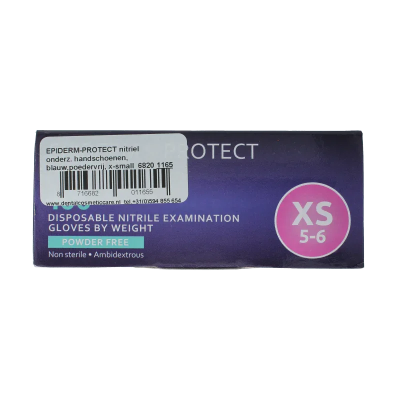 Epiderm Protect Nitriel onderzoekhandschoen poedervrij XS blauw 100 Stuks