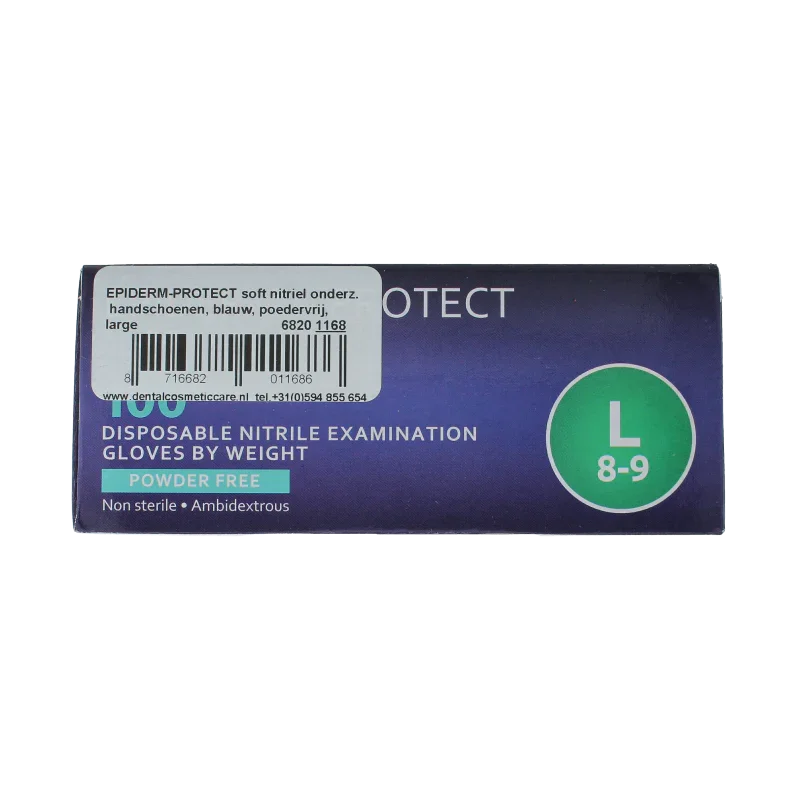 Epiderm Protect Nitriel onderzoekhandschoen poedervrij L blauw 100 Stuks