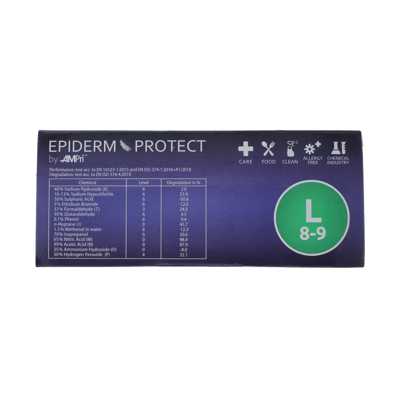 Epiderm Protect Nitriel onderzoekhandschoen poedervrij L blauw 100 Stuks