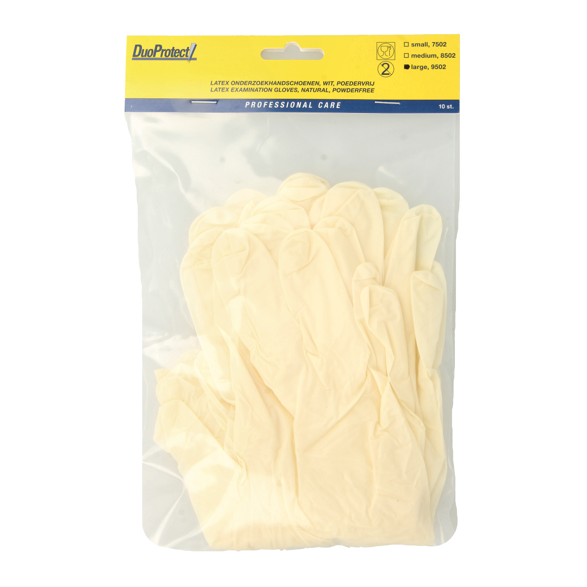 Duoprotect Handschoen latex poedervrij large 10.00 Stuks