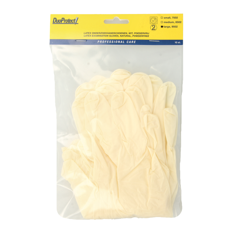 Duoprotect Handschoen latex poedervrij large 10 Stuks