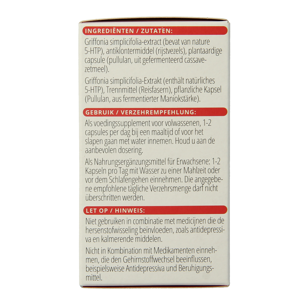 Vitals 5-HTP 100mg 60.00 Vegetarische capsules