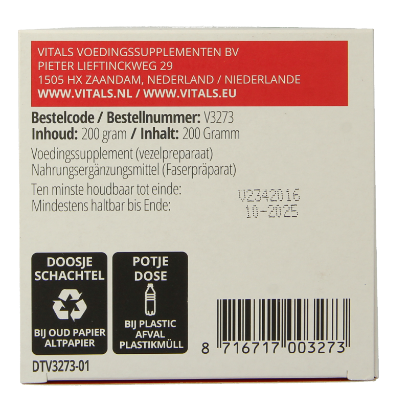 Vitals Psylliumvezels bio 200 Gram
