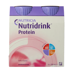 Nutridrink Protein aardbei 200ml 4 Stuks