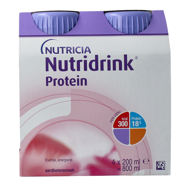 Nutridrink Protein aardbei 200ml 4 Stuks