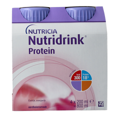 Nutridrink Protein aardbei 200ml 4 Stuks
