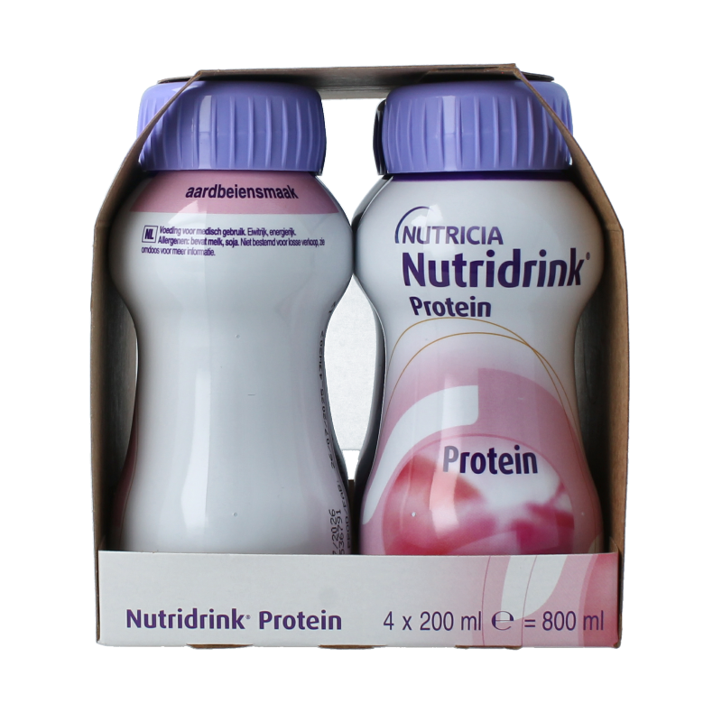 Nutridrink Protein aardbei 200ml 4 Stuks