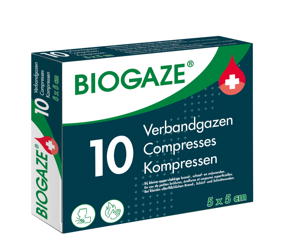 Biogaze Verbandgazen/Kompressen 5 x 5cm 10 Stuks