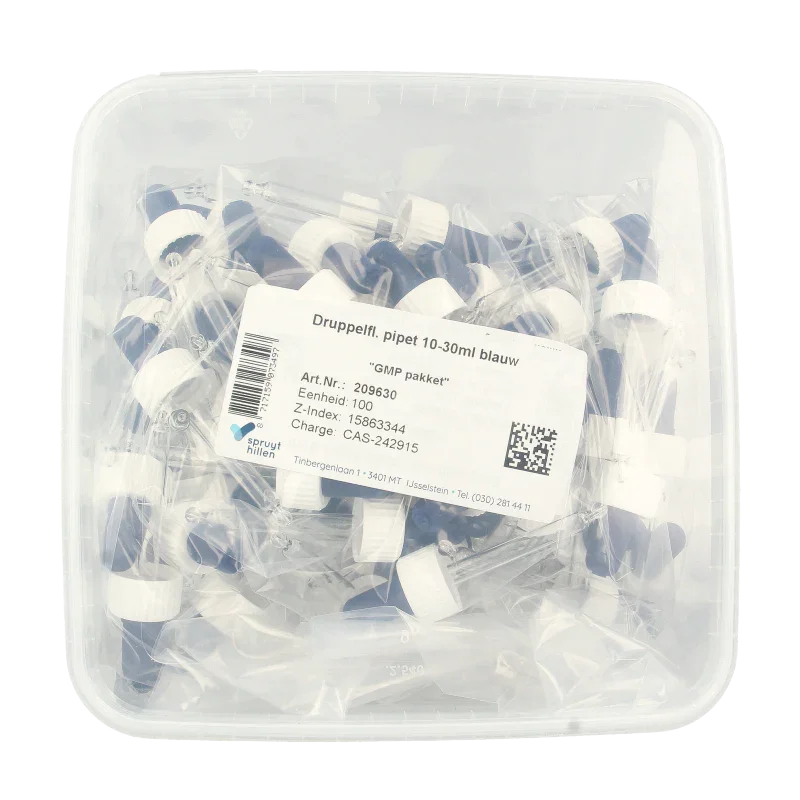 Spruyt Hillen Druppelflacon pipet 10 - 30ml blauw 100 Stuks