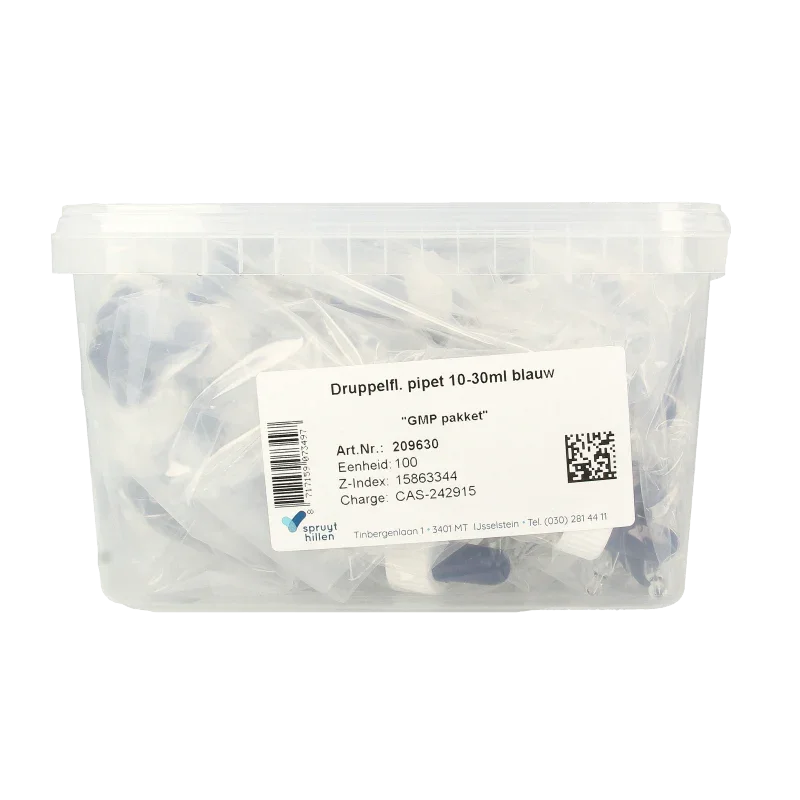 Spruyt Hillen Druppelflacon pipet 10 - 30ml blauw 100 Stuks