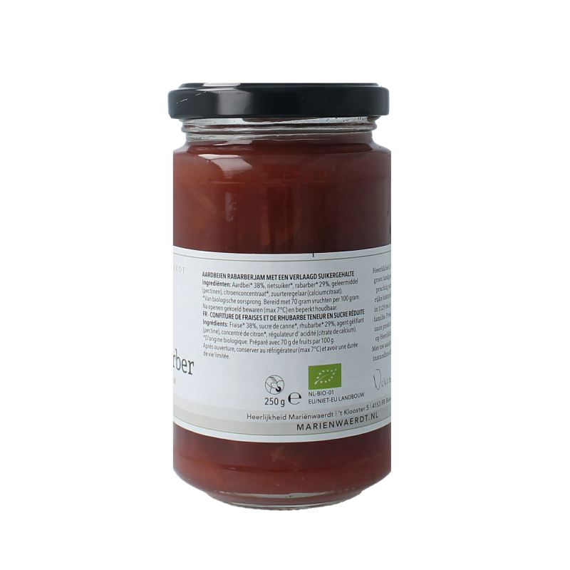 Marienwaerdt Moestuinjam rabarber aardbei bio 250 Gram
