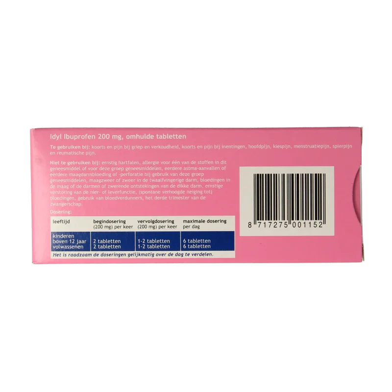 Idyl Ibuprofen 200mg suikervrij 40 Tabletten