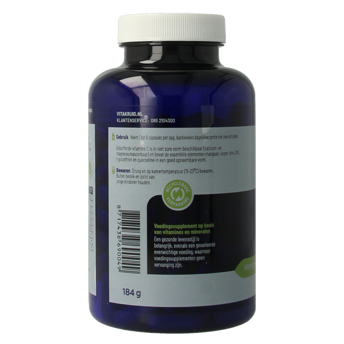Vitakruid Gebufferde Vitamine C met oa Zink OPC Quercetine 180.00 Vegetarische capsules
