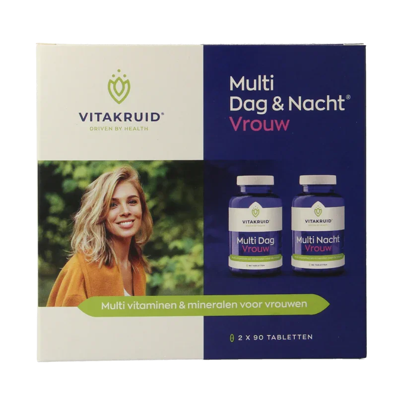 Vitakruid Multi Dag & Nacht Vrouw 100% Vegan 2 x 90 180 Tabletten