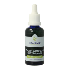 Vitakruid Vegan Omega 3 algenolie 1250 tryglyceriden 500 DHA 50 Milliliter