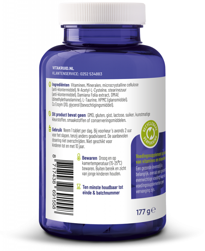Vitakruid Multi Nacht Man 100% Vegan 90.00 Tabletten
