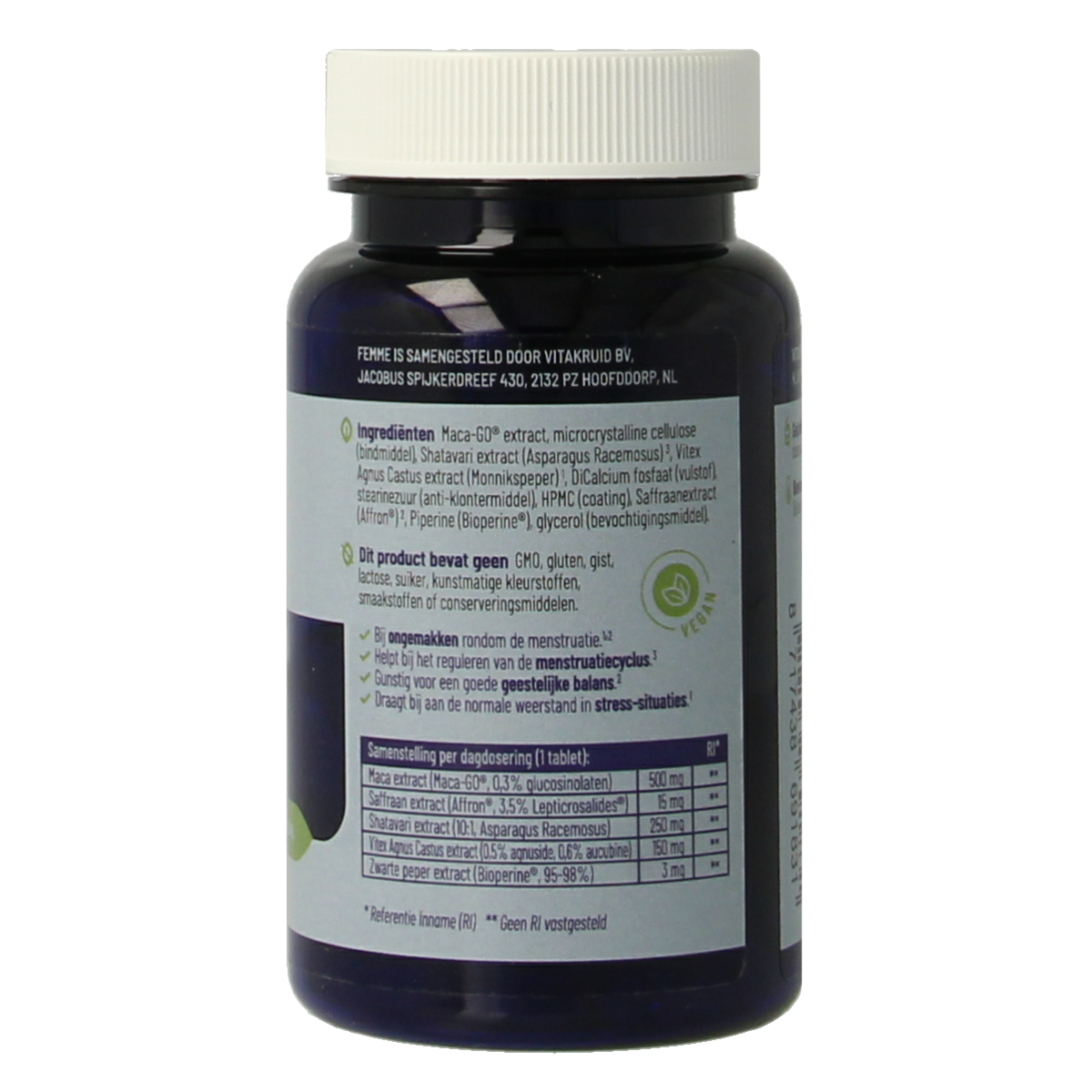 Vitakruid Femme Hormoonsupport oa Maca & Saffraan 60.00 Tabletten