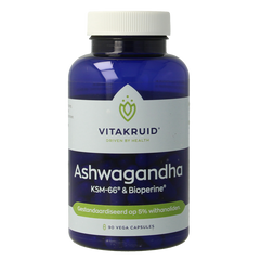 Vitakruid Ashwagandha 5% withanoliden KSM-66 & Bioperine 90 Vegetarische capsules