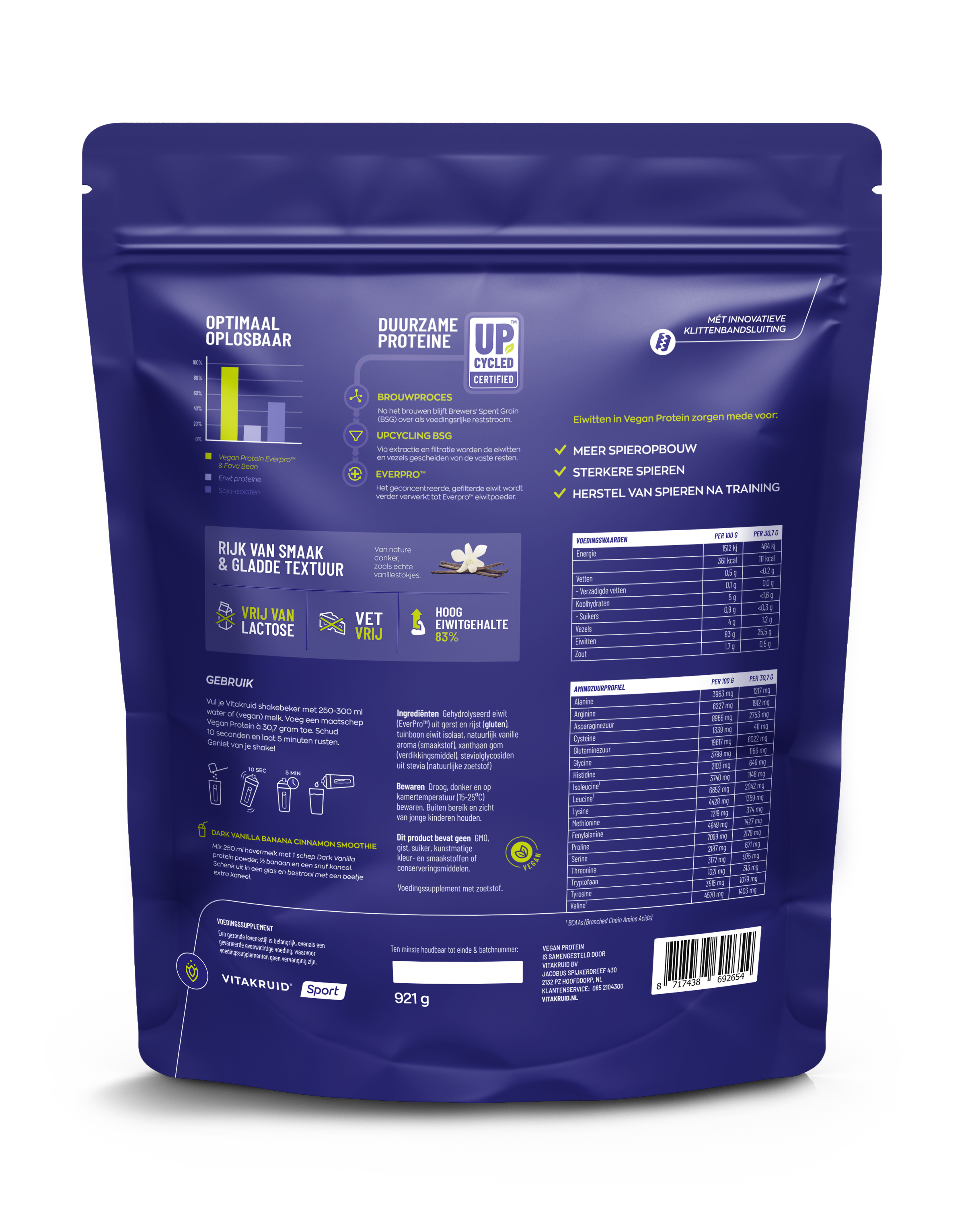 Vitakruid Vegan protein Soft vanilla 921.00 Gram