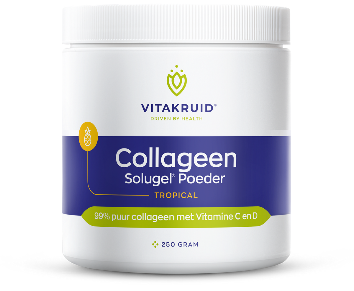 Vitakruid Collageen Solugel poeder met vitamine C & D Tropic 250 Gram