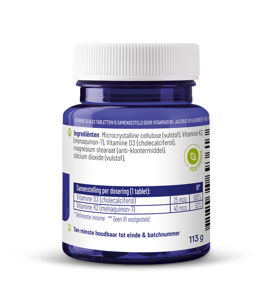 Vitakruid Vitamine D3 25mcg & K2 40mcg 90 Tabletten